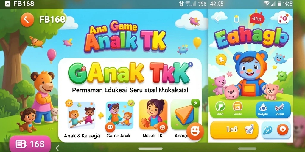 Tampilan antarmuka FB168 yang interaktif dan ceria untuk anak-anak.