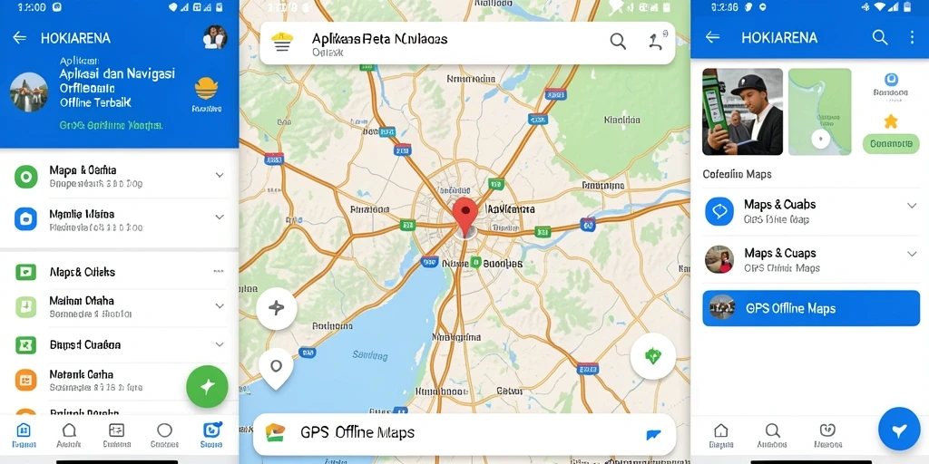 Tampilan antarmuka HOKIARENA dengan peta GPS Offline yang jelas dan mudah digunakan.