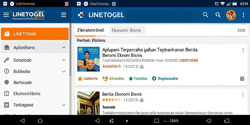 Antarmuka menarik dari aplikasi LINETOGEL yang menampilkan berita ekonomi.