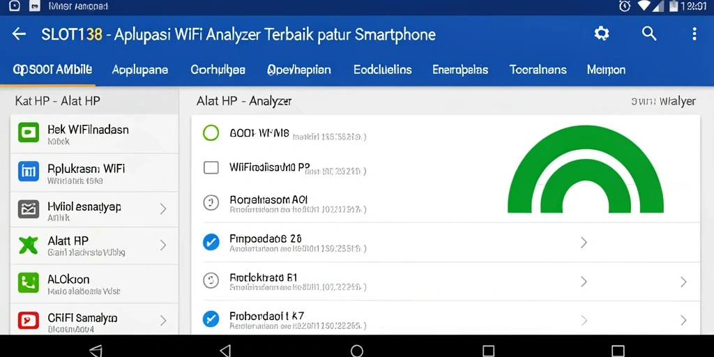 Tampilan antarmuka SLOT138 yang memberikan analisis jaringan WiFi.